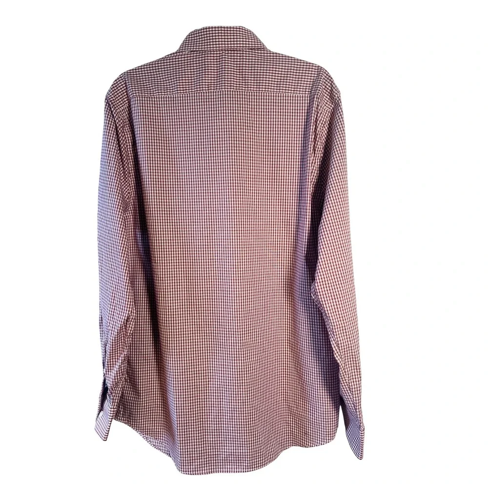 Banana Republic Mens Gingham‎ Check Long Sleeve Button Down Shirt Burgundy XL